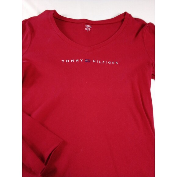 Women's Vintage Style Red Tommy Hilfiger Long Sleeve T-shirts Size Medium‎ - Picture 4 of 13
